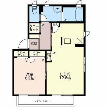 シャルマンカーサ S(1LDK/2階)の間取り写真