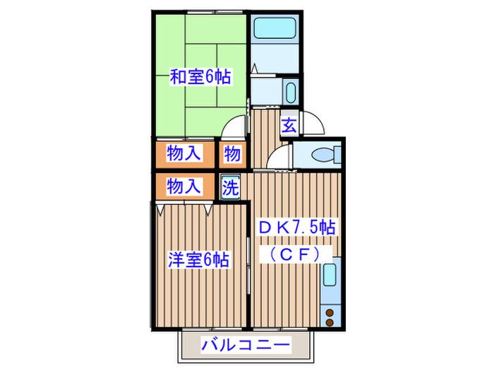 スコーレ南染師町B(2DK/2階)の間取り写真