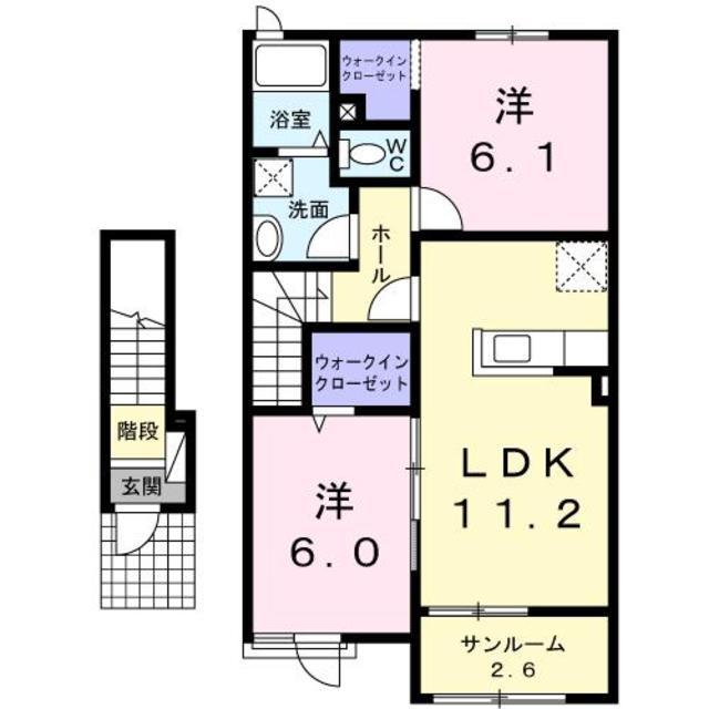 グレーシア(2LDK/2階)の間取り写真