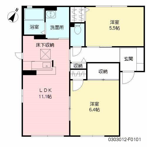 ファンテージ21 F棟(2LDK/1階)の間取り写真
