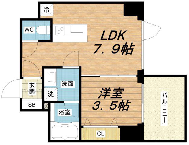 ブエナビスタ難波サウスタワー(1LDK/10階)の間取り写真