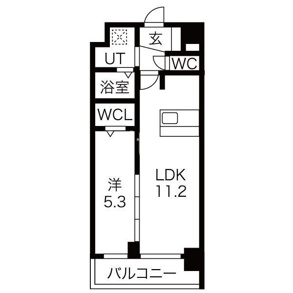 プレデコート西京極(1LDK/3階)の間取り写真
