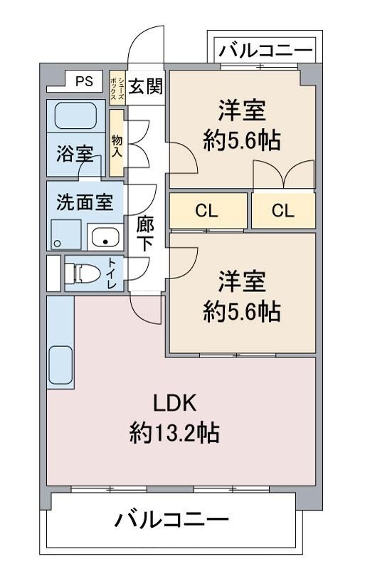 サンシャイントリス(2LDK/3階)の間取り写真