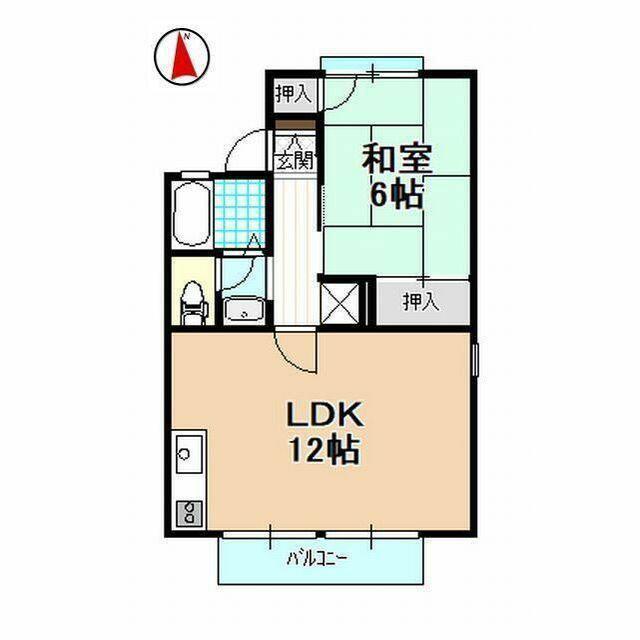 リュミエールA(1LDK/2階)の間取り写真