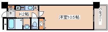 レジディア三宮東(1K/4階)の間取り写真