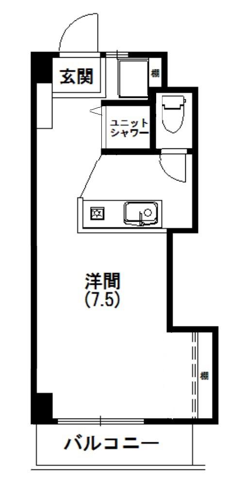 サンリバーハイツ(ワンルーム/3階)の間取り写真