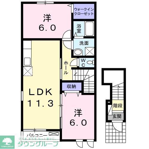 ピサンリ(2LDK/2階)の間取り写真