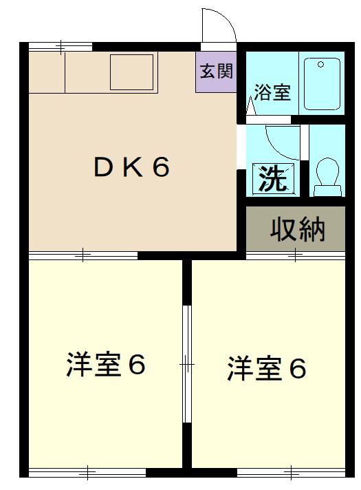 フォーブルFUJI(2DK/1階)の間取り写真