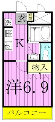 メルヴェール(1K/1階)の間取り写真
