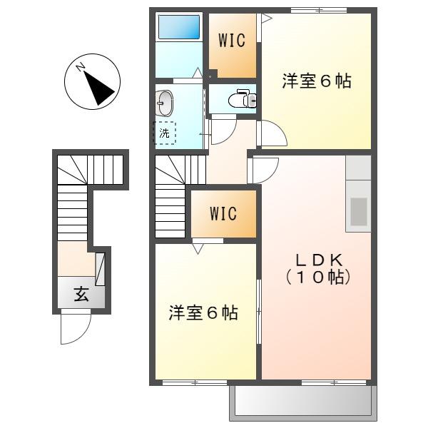 リーベ塩生(2LDK/2階)の間取り写真