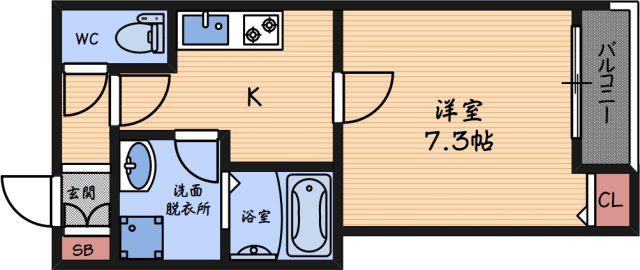 ランドレーヴ常光寺(1K/2階)の間取り写真