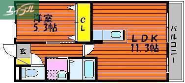 プレゼンス白石(1LDK/3階)の間取り写真