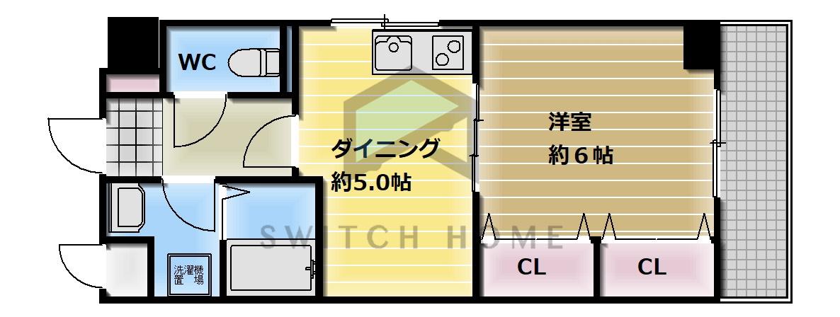 近鉄奈良線 布施駅 徒歩8分 6階建 築24年(1DK/2階)の間取り写真