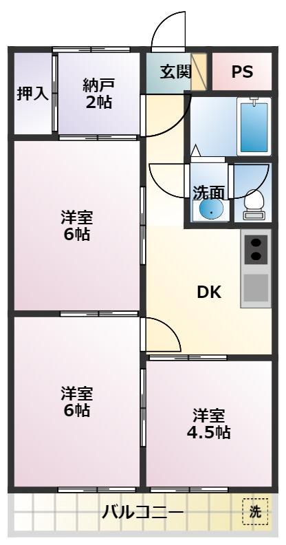 ARPOADORII(3DK/2階)の間取り写真