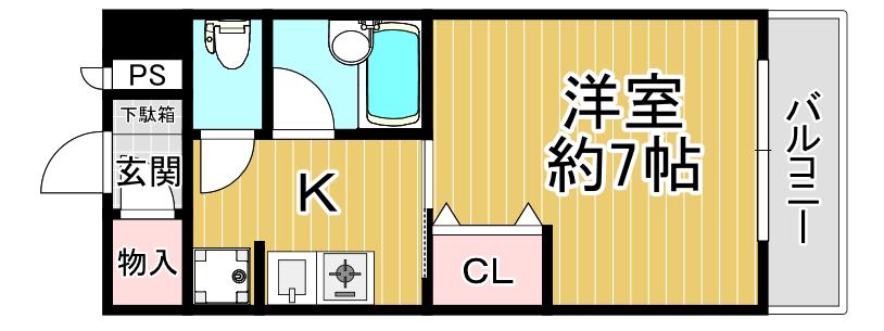 サンシャイン竜神橋(1K/5階)の間取り写真