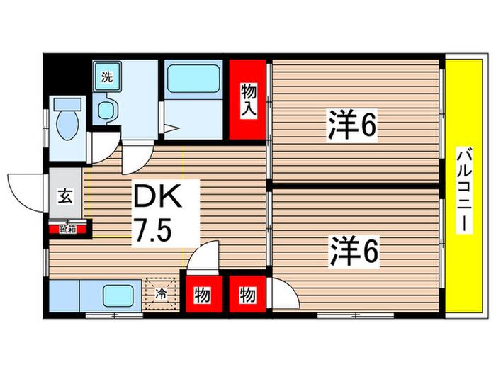 第一マンションコスモ(2DK/3階)の間取り写真