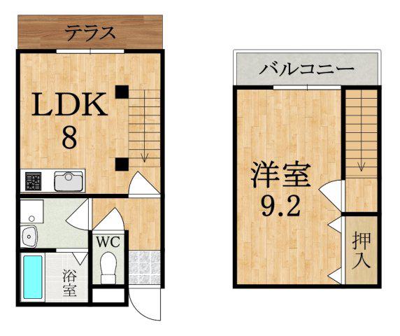 アーバンライフ新賀II(1LDK/1階)の間取り写真