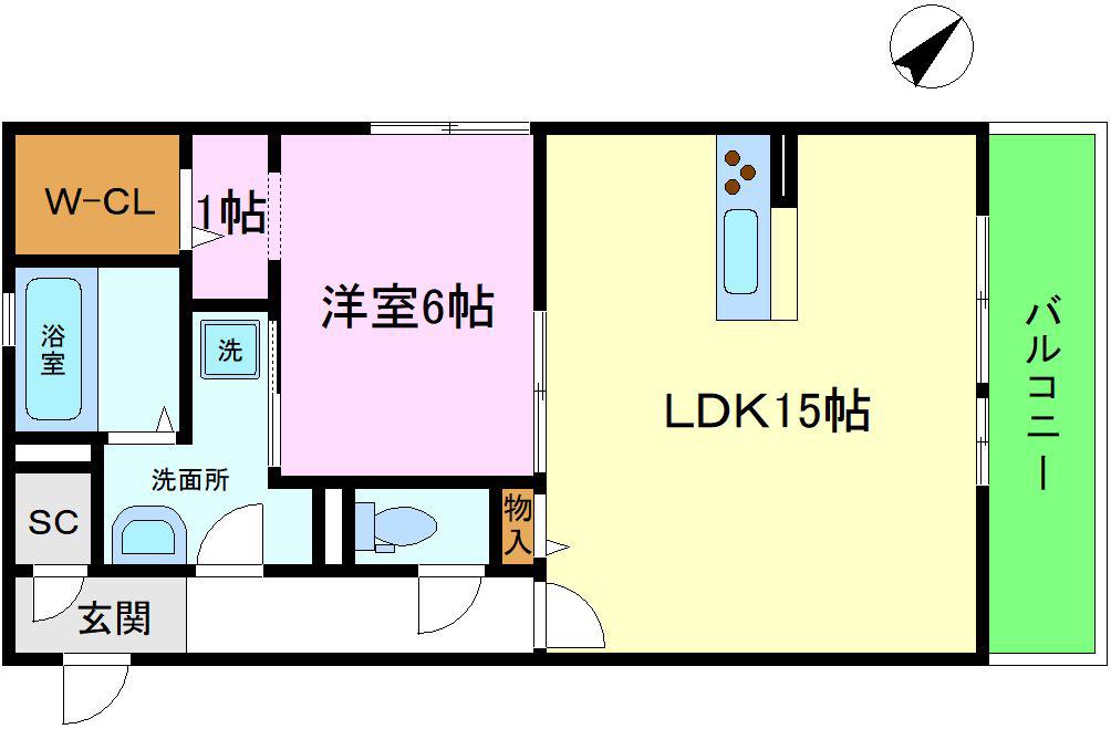ルシア(1LDK/1階)の間取り写真