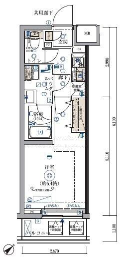 アルコバレーノ キクナ(1K/2階)の間取り写真
