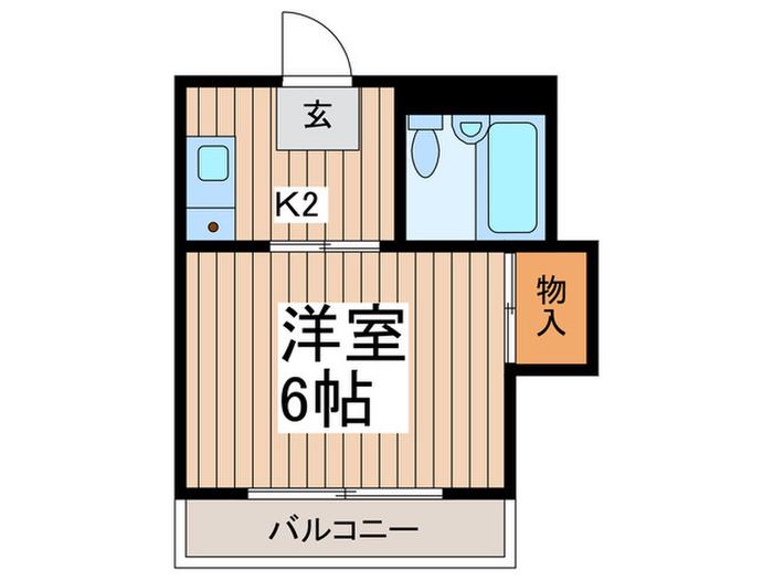 K・S・Mハイツ(1K/2階)の間取り写真