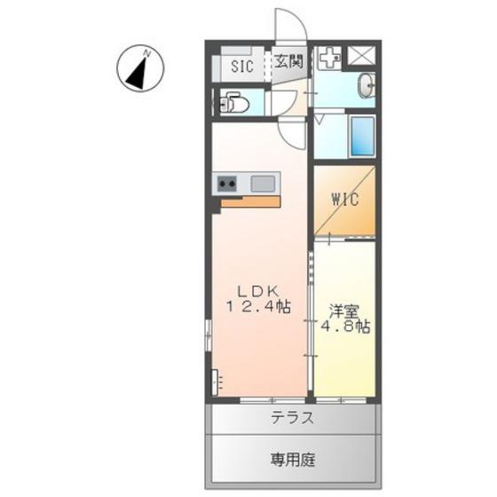 メルヴェーユ川内(1LDK/1階)の間取り写真