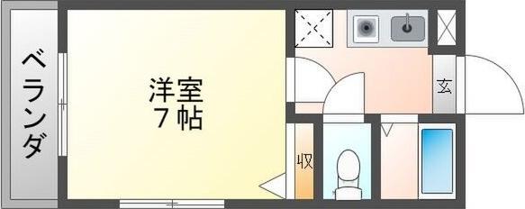 アルプスコート(1K/1階)の間取り写真