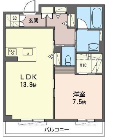 レオナ雅(1LDK/2階)の間取り写真