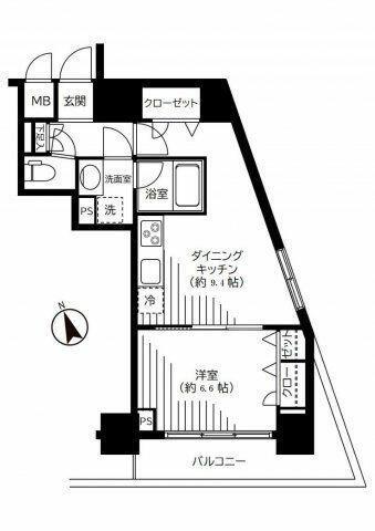 銀座レジデンス伍番館(1LDK/10階)の間取り写真