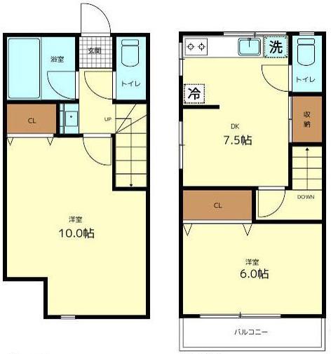北新宿2丁目戸建(2DK/1階)の間取り写真