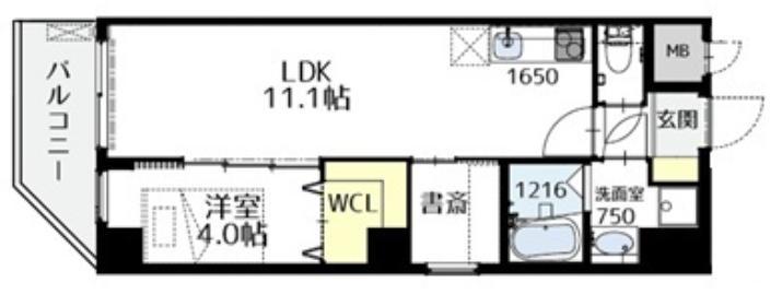 E-C EST BIEN灘(1LDK/9階)の間取り写真