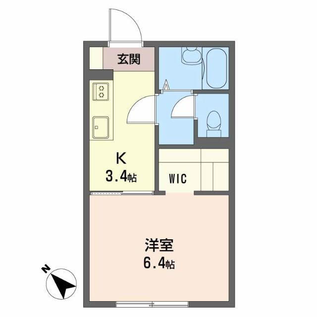 フレグランスのぞみ B(1K/2階)の間取り写真