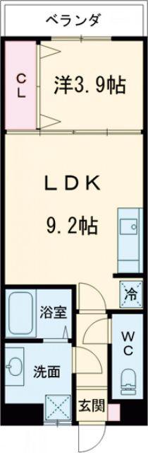 クレア大牟田駅前(1LDK/2階)の間取り写真