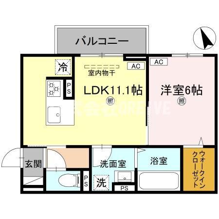 エレガンスビュー(1LDK/3階)の間取り写真