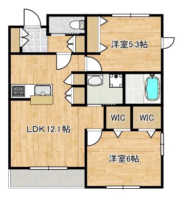 PARK SIDE TERRACE(2LDK/2階)の間取り写真