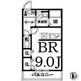エステート妙蓮寺(ワンルーム/2階)の間取り写真