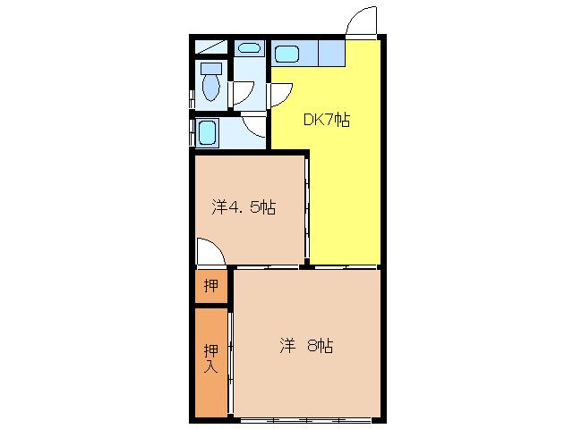 紅屋ビル(2DK/1階)の間取り写真