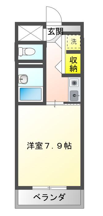 シャトーグロリアス(1K/2階)の間取り写真