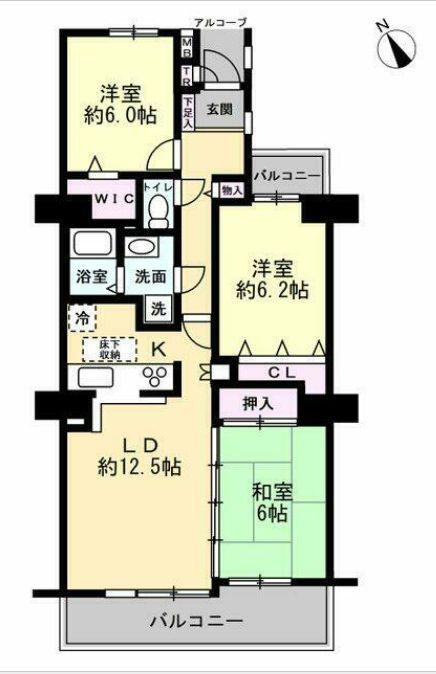 パブリデンス春日部豊春(3LDK/3階)の間取り写真