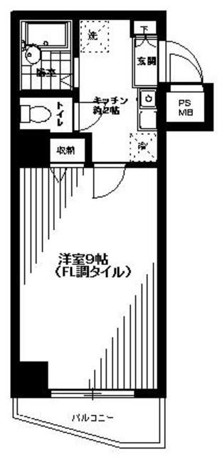 プレール三田(1K/4階)の間取り写真