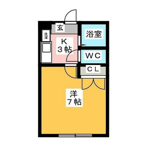 西岡崎フロイデ(1K/2階)の間取り写真
