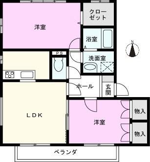 エスポワールわらび壱番館(2LDK/2階)の間取り写真
