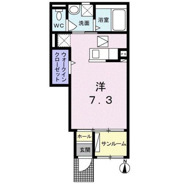 センターヴィレッジIII(ワンルーム/1階)の間取り写真
