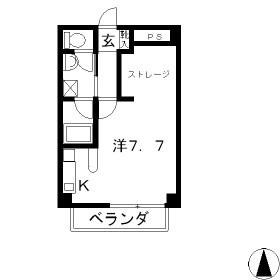 ブランニューシティ C棟(ワンルーム/4階)の間取り写真