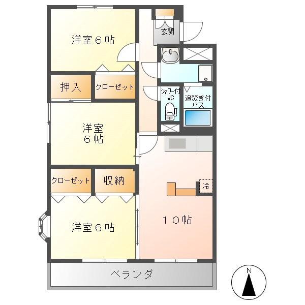 フローラルヴィレッジ(3LDK/3階)の間取り写真