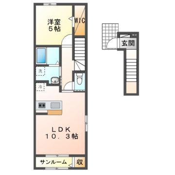 ピースコート(1LDK/2階)の間取り写真