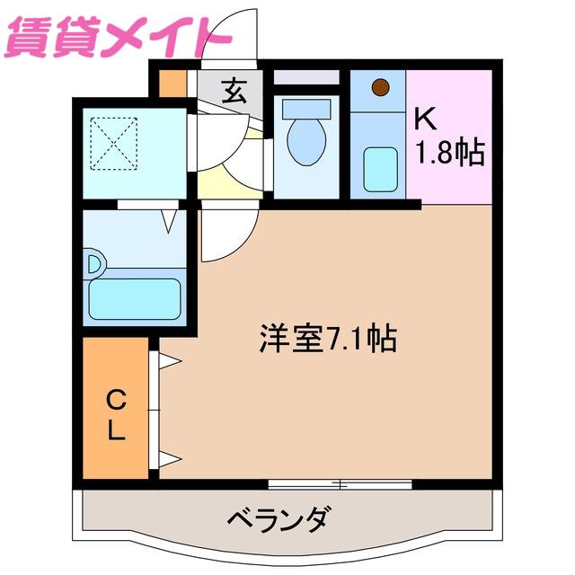 ユーミーマンション加藤A棟(1K/3階)の間取り写真