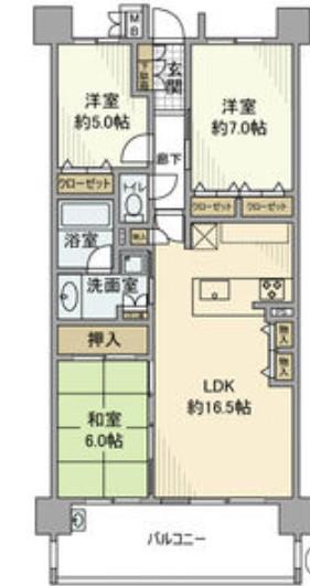 カルティア瑞穂が丘(3LDK/3階)の間取り写真