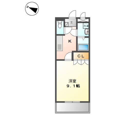 シンフォニー田園(1K/2階)の間取り写真