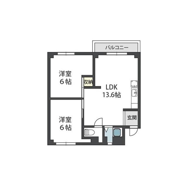 中川マンション(2LDK/1階)の間取り写真