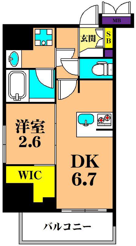 シーフォルム大井町II(1DK/3階)の間取り写真
